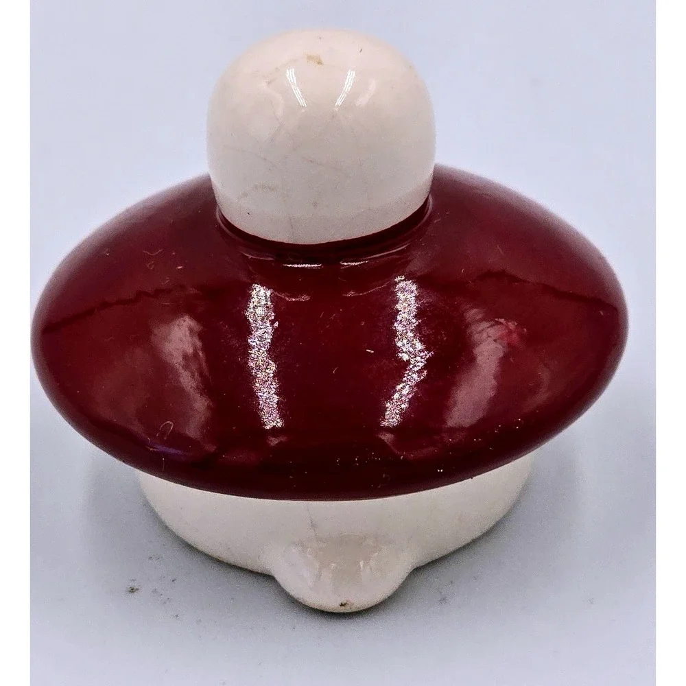 Vintage Burgundy Red and Cream Ceramic Teapot Canister Replacement Lid